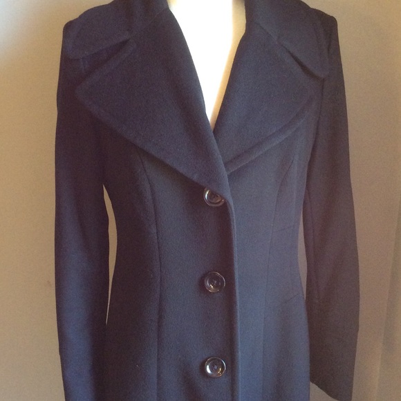 Saks 5th Avenue Black Wool Coat Sz 10 - Picture 2 of 9